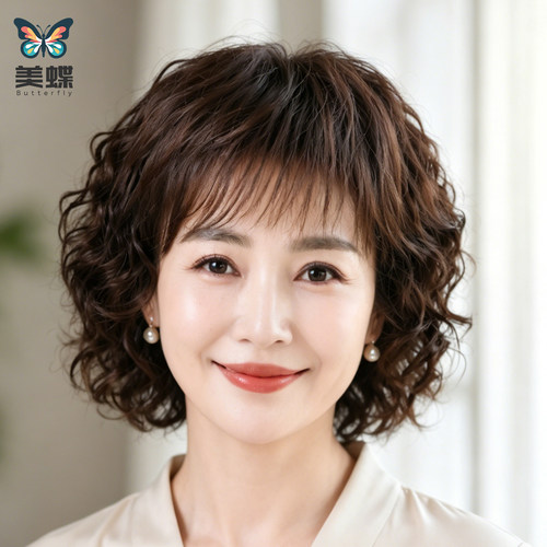 假发女全头套梨花烫短卷发全真顺发减龄日常女士妈妈款羊毛卷头顶
