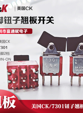 美国CK进口9脚2档 7301钮子 切换 翘板开关ON-ON 2A250VAC 5A120V