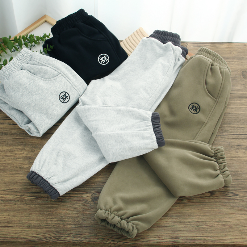 2025秋冬装新款儿童宽松卫裤运动裤双层软糯舒适夹裤男童女童长裤