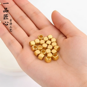 古法24K镀黄金色四方糖隔珠DIY手串手链水晶珠子饰品配件隔片