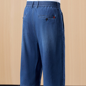 男休闲裤 桑蚕丝夏季 直筒宽松中年天丝短裤 牛仔七分裤 子男 超薄男士