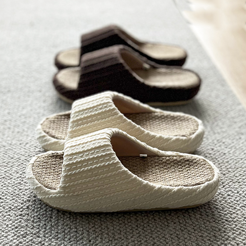 四季家居亚麻拖鞋男女款春夏季日式室内厚底凉拖鞋棉麻防臭木地板