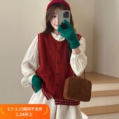 花路人 富养系穿搭miu系贵气叠穿针织马甲2026春新款 简约口袋设计