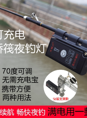 桥筏灯竿稍灯专业桥上筏钓灯充电筏竿钓灯黄蓝色LED夜钓灯防水灯