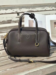 2025新款头层牛皮保龄球包女真皮波士顿包大容量通勤手提单肩包女