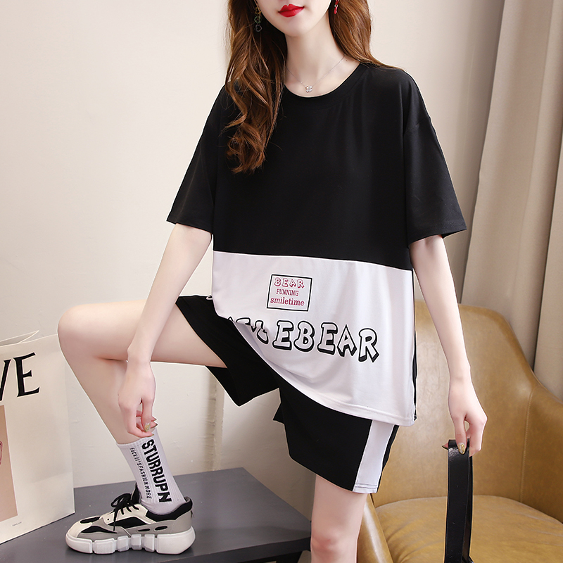 Sportswear women's summer 2021 new fashion loose Korean Short Sleeve shorts two piece suit