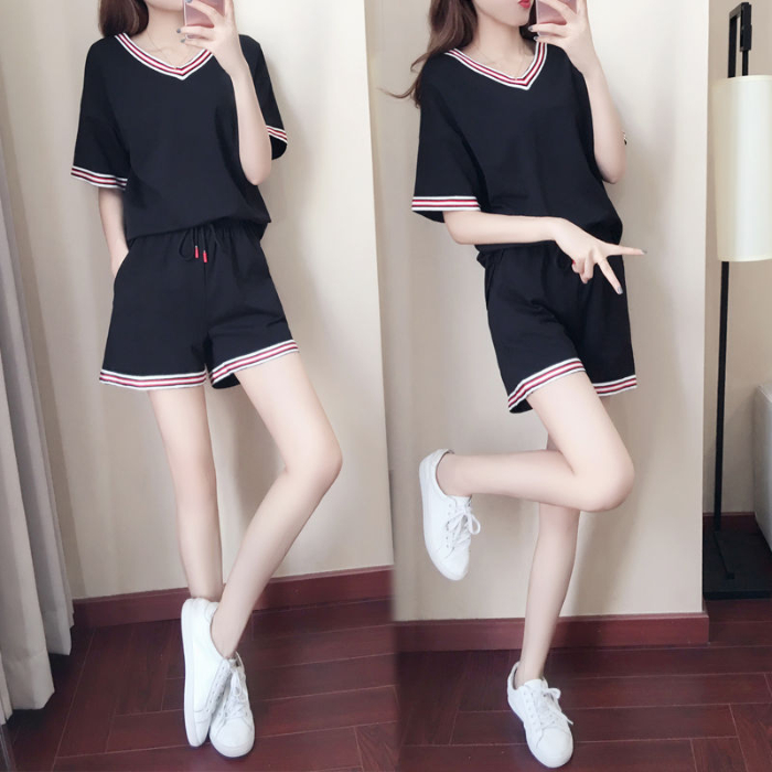 Sportswear women's summer 2021 new fat mm large loose short sleeve shorts two piece running suit