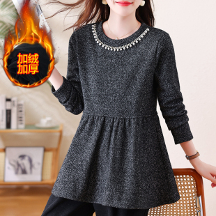 胖mm加绒加厚保暖上衣 2025冬新款 钉钻遮肉减龄精仿羊毛大码 女装