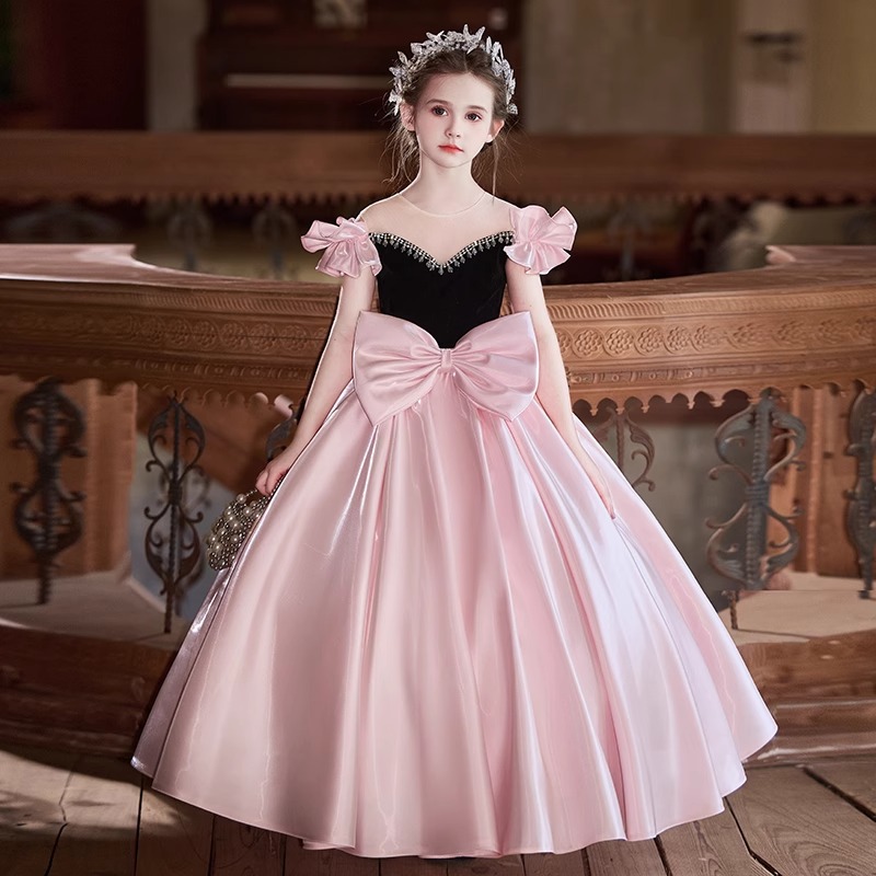 少儿高端主持人礼服女童绝美粉色