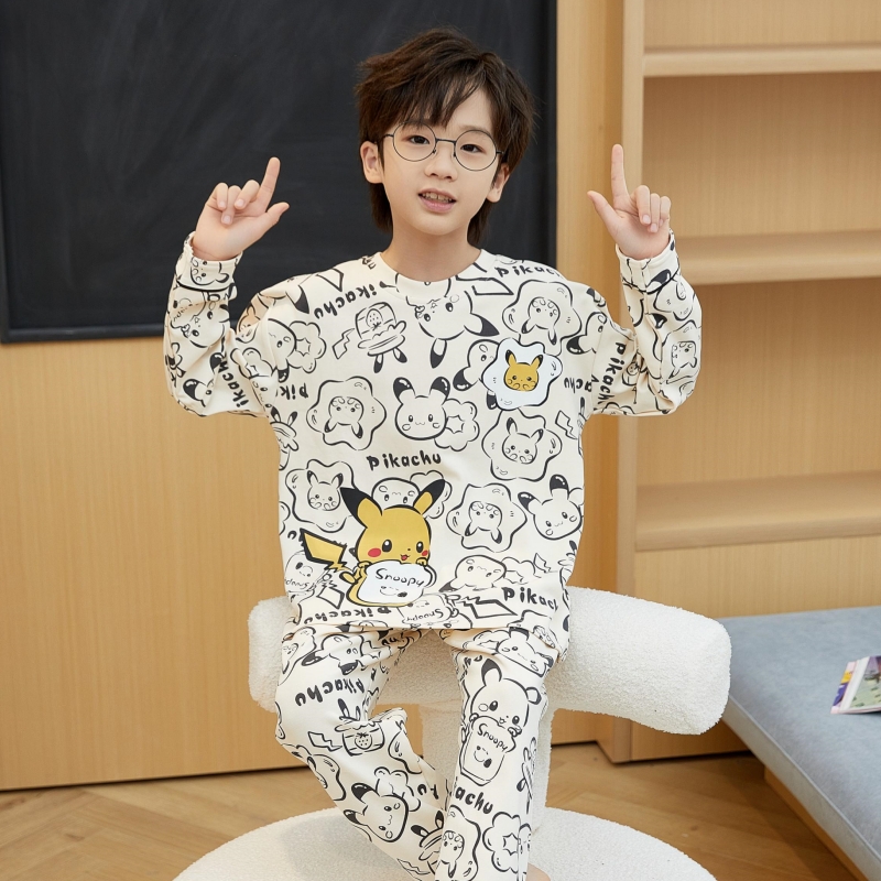 皮卡丘男童家居服套装秋冬季长袖