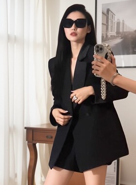黑色高端西装外套女春秋2024新款气质名媛高级感超好看小个子西服