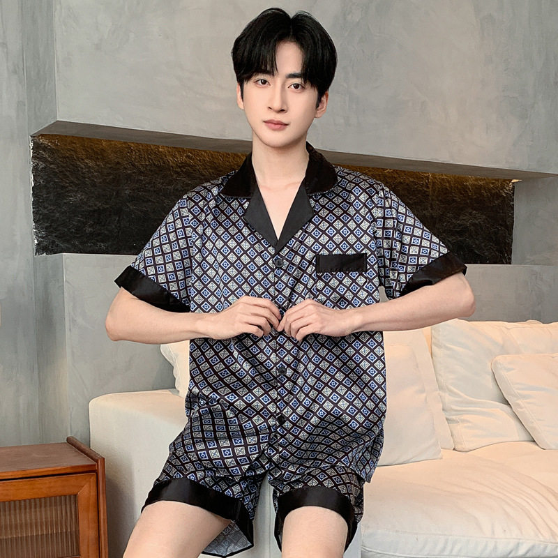 睡衣夏男冰丝薄款短袖短裤男款夏季2026新款高级感丝绸男装夏款