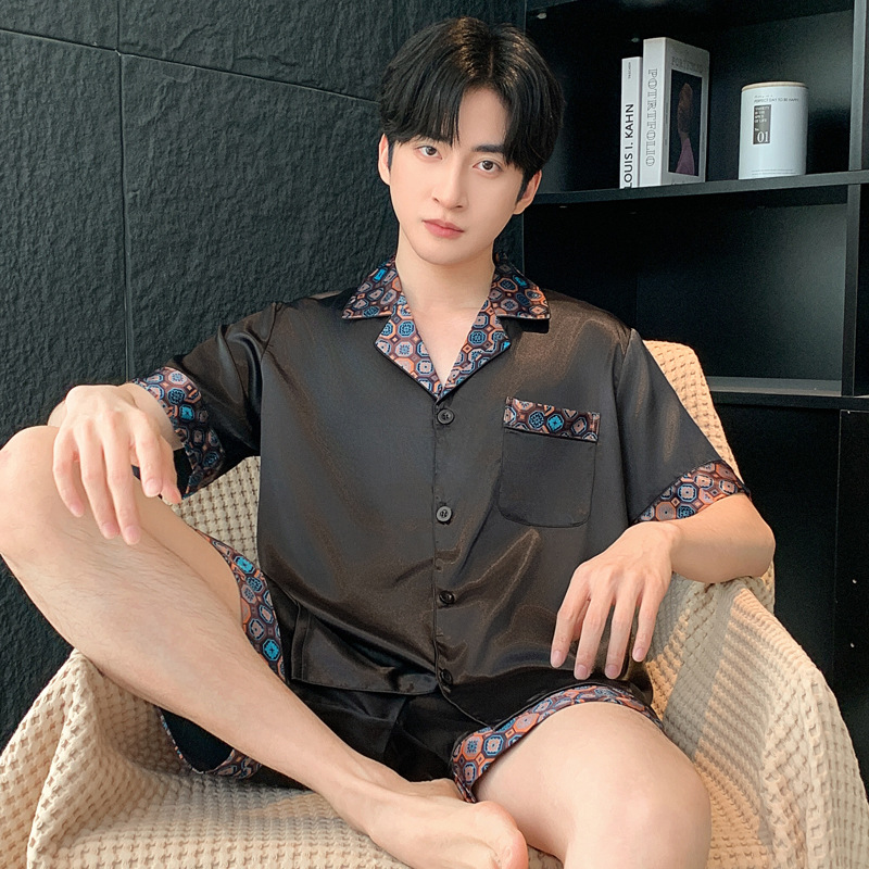 男夏睡衣冰丝薄款短袖短裤男款夏天2025新款高级感丝绸男式夏装