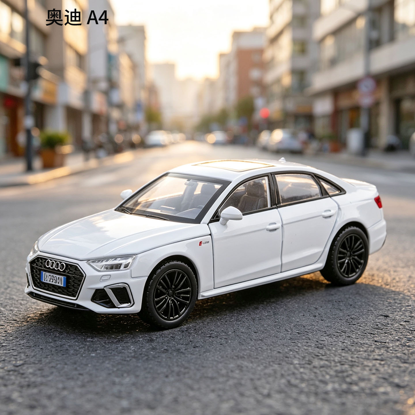 1/32奥迪A4L合金汽车模型六开门声光回力仿真轿车金属摆件玩具车