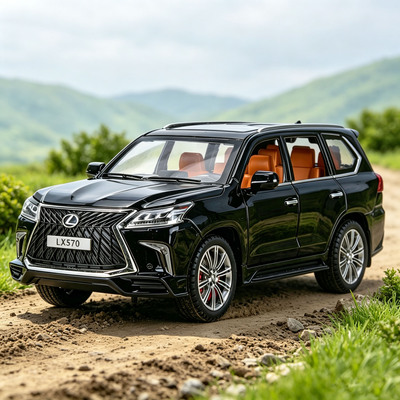 正版1:24雷克萨斯LX570合金汽车模型六开门声光回力越野玩具车模