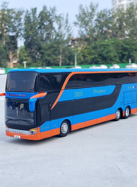 大号合金双层巴士公交车玩具车大客车大巴车模型男孩绿色声光回力