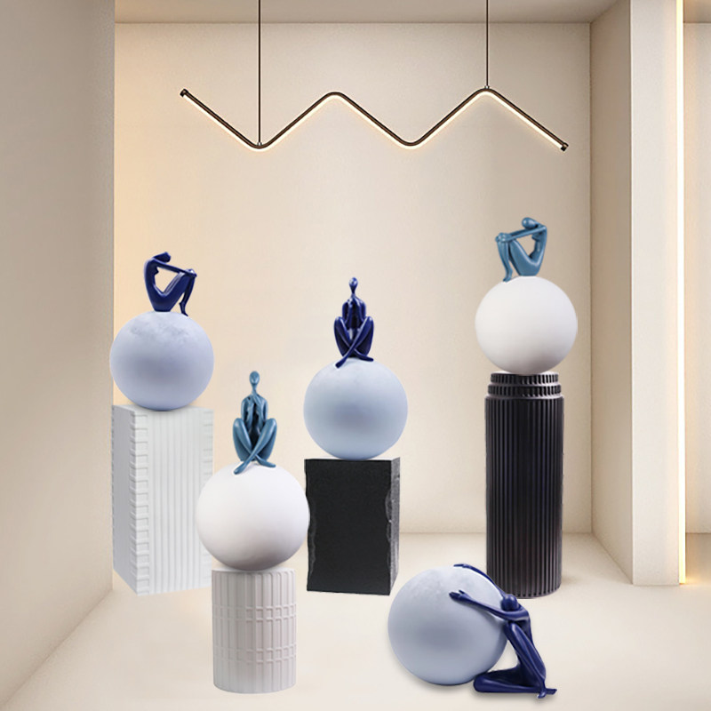 酒店别墅艺术摆件底座落地简约创意蓝色人物雕塑人像树脂抽象装饰,家居饰品,装饰摆件,淘宝优惠券,粉丝福利购,淘宝优惠卷