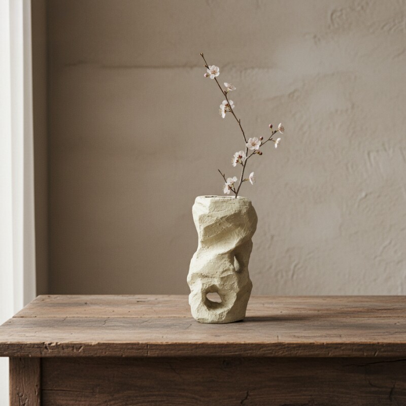 侘寂风花瓶高级感摆件客厅花插设计感小众仿黄洞石创意艺术花器,家居饰品,花瓶,淘宝优惠券,粉丝福利购,淘宝优惠卷