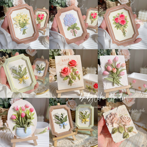 稀有花牌桌面摆件铃兰玫瑰郁金香手工团建活动薰石膏娃娃白胚涂色