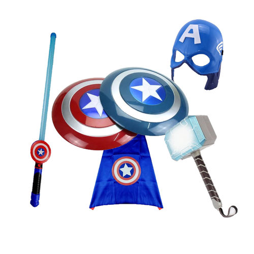 美国队长的盾牌玩具护圆盾盘面具雷神之锤披风幼儿童发光剑棒男孩