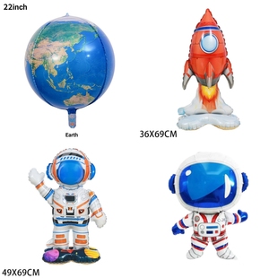 太空人铝膜气球宇航员飞船火箭4D球宝宝生日太空主题场景布置