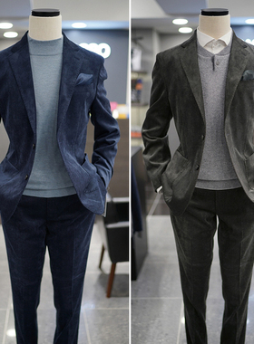 XH2春秋款BASSO卡其绿色纯色商务正装男士休闲西服外套