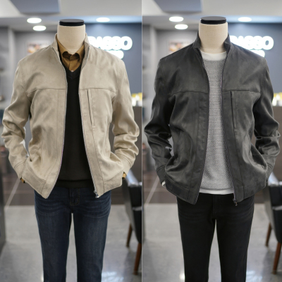 BASSO春季新款仿麂皮立领夹克男