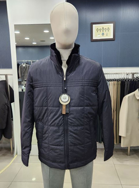 #国内现货175码STCO韩版男士藏青色立领商务休闲兔毛内胆拉链棉衣