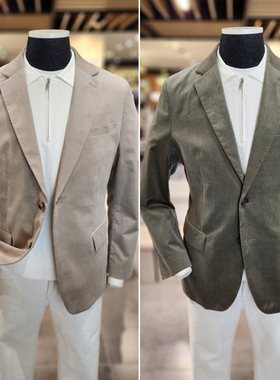 0101秋季64折特价EDITION卡其绿色米色男士微弹力商务西装外套2色