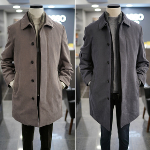 国内现货U0101秋57折BASSO炭灰色翻领棉衣 棉衣Q 棉马甲背心两件式