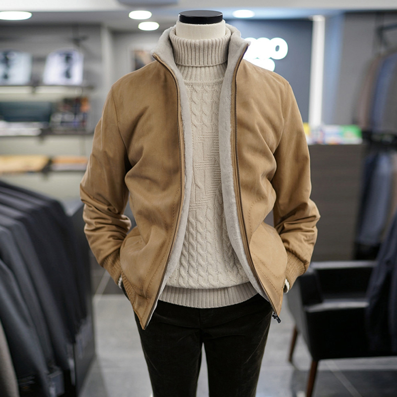 2024年秋冬新款黑色立领夹克外套