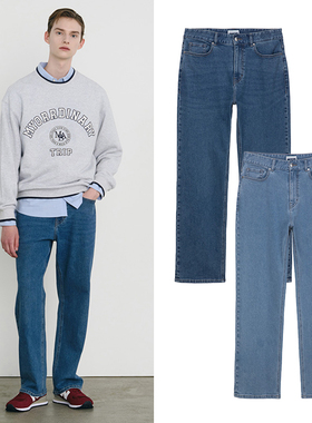 0101春款Mind Bridge心桥深靛蓝色直筒棉混纺休闲牛仔裤长裤2色