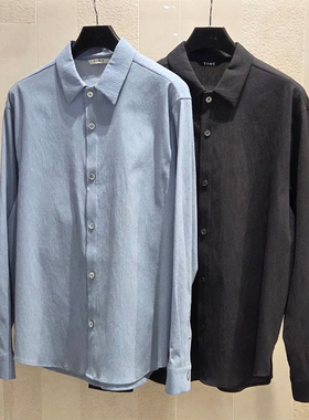 2025年秋季新款TIME HOMME韩国代购高端男装蓝色休闲长袖衬衫Q