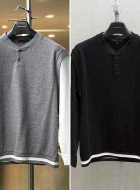 0321春款Liberclassy韩版黑色灰色韩版休闲针织长袖T恤2色男士