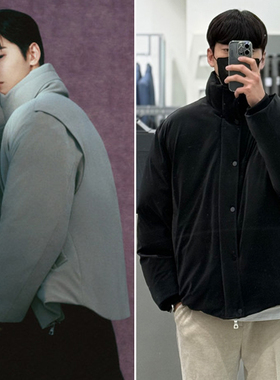 车银优明星同款0101冬55折特价Liberclassy灰色短款鹅绒羽绒服男