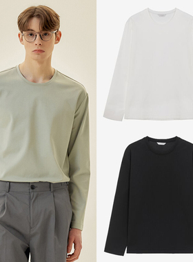 0101春款Mind Bridge心桥浅卡其绿色白色时尚男款圆领长袖T恤3色