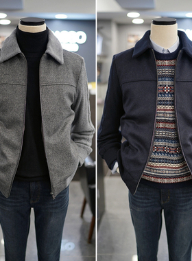 2025年冬季新款BASSO灰色翻领羊绒混纺鹅绒填充羽绒夹克外套男士