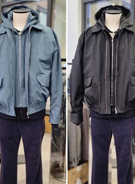 0301春款EZIO韩版男士黑色蓝色可拆卸连帽拉链休闲夹克外套3色