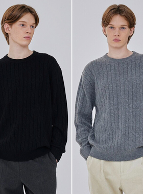 0101冬Mind Bridge心桥黑色圆领羊毛混纺麻花编织长袖针织衫6色