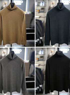 0130冬季新款BASSO黑色绿色混纺可翻高领打底休闲针织衫4色