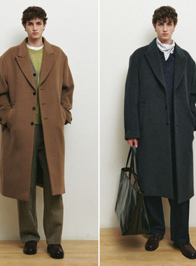 0101冬新款Mind Bridge心桥驼色羊绒混纺宽松长款毛呢大衣外套