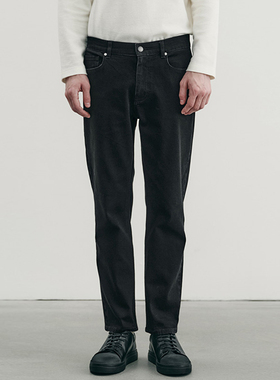 0101秋款Mind Bridge心桥黑色纯色棉混纺锥形九分牛仔裤男生