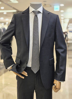 2025年秋季新款BON炭灰色羊毛混纺弹力男士商务西服套装190加大码