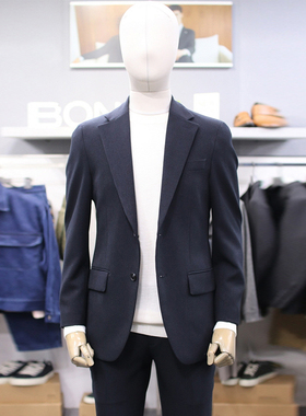 0101秋款BON韩版职业正装两件套藏青色商务休闲西服套装男