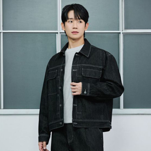 丁海寅明星款 Bridge心桥翻领棉混纺溜肩牛仔夹克外套 0320春Mind