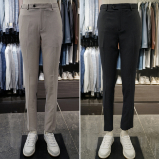 商务隐形松紧腰休闲裤 0325夏款 BASSO米色炭灰色弹力男士