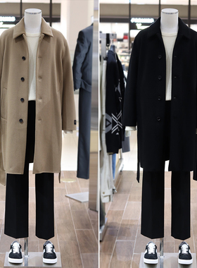 0301秋冬51折SIEG FAHRENHEIT韩版米色翻领羊毛束带宽松毛呢大衣