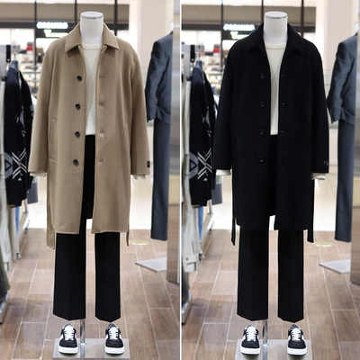 2024年新款黑色翻领羊毛大衣