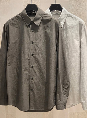 2025年秋季新款TIME HOMME韩国代购高端男装浅灰色纯棉长袖衬衫Q