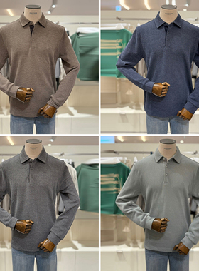 2025冬装EDITION深灰色纯色套头三粒扣英式休闲POLO衫长袖T恤4色